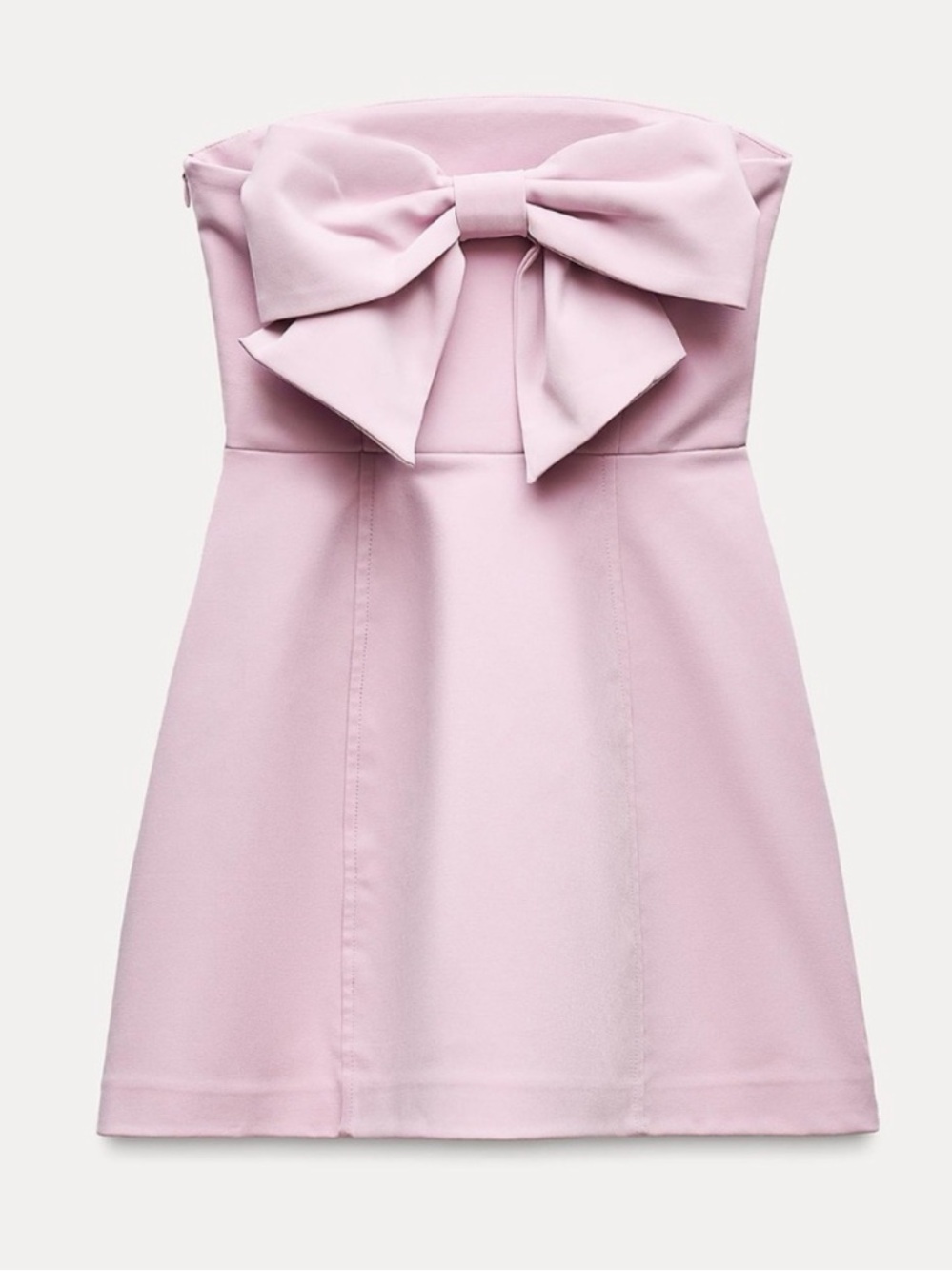 Zara Strapless Mini Dress with Back Bow in Pale Pink